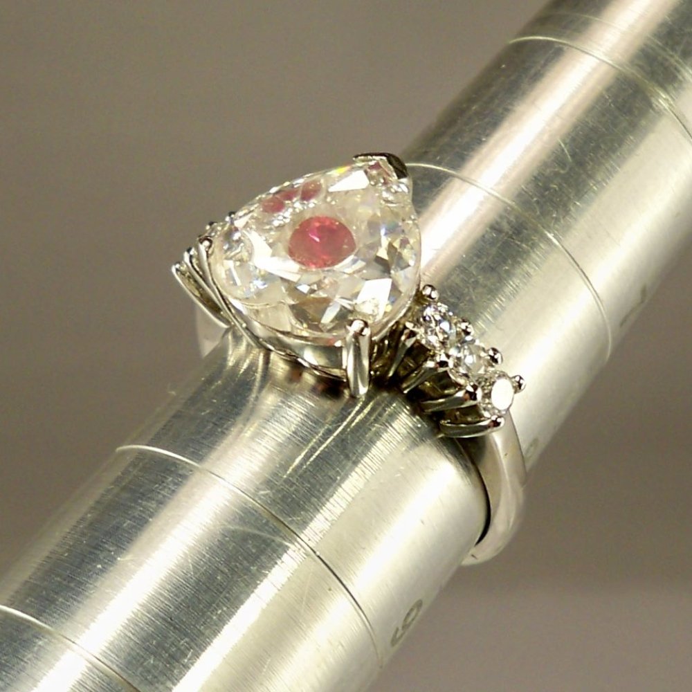 New Ruby Red Inside Heart Cubic Zirconias Silver … - image 6